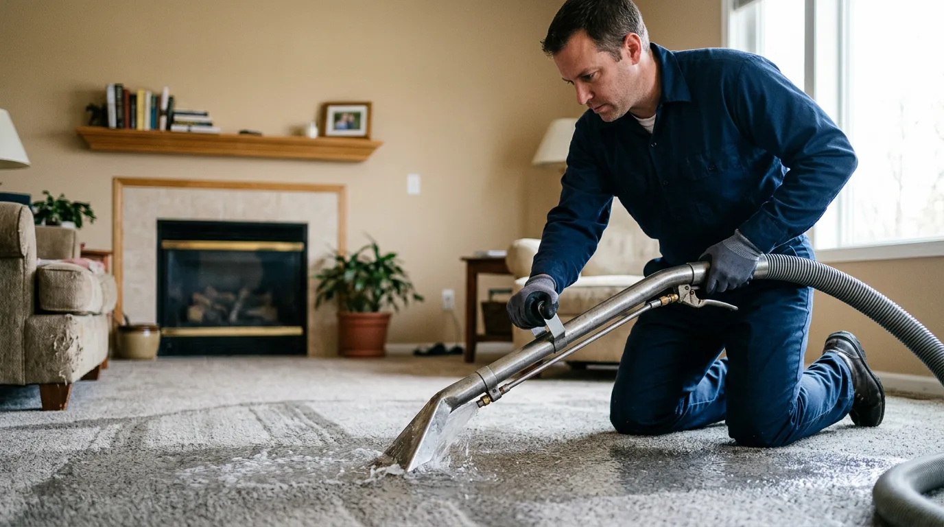 Water damage restoration technician working near Woodland, GA